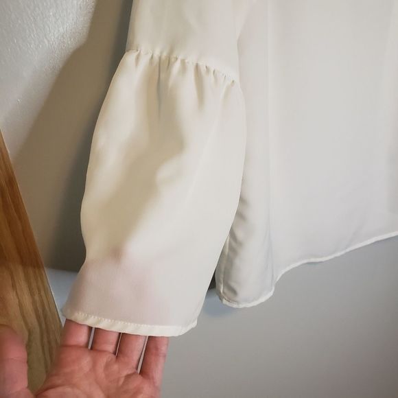 𝅺BANANA Republic White Puffy Puff Sleeve Blouse Top Extra Small XS - Picture 3 of 4